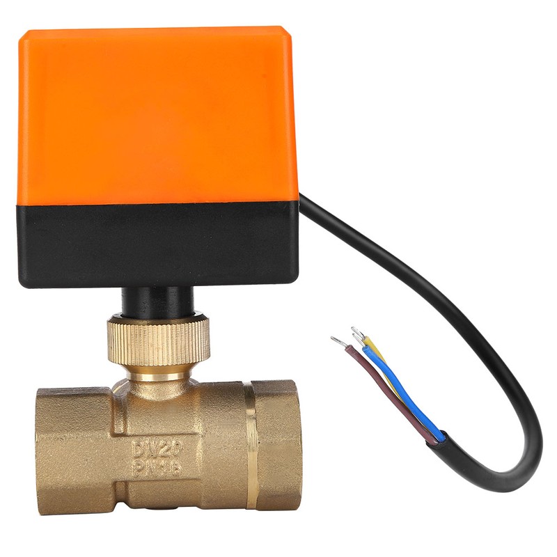 Motorized Ball Valve L Shape Orange Brass Electric Valves 3‑Wire
