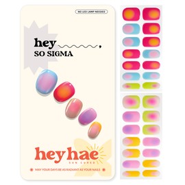 Heyhae Semi Cured Gel Nail Strips | No LED Lamp Needed | Spring, Marble, Pink | Easy Apply & Remove, Salon Quality | Includes 28 Strips, 1 Prep Pads, Nail File & Wooden Stick - Hey, So Sigma