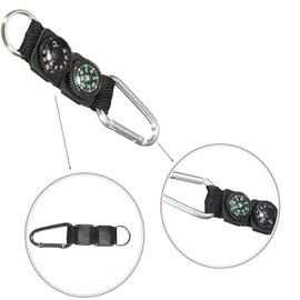 CENPEK 4 Pcs Outdoor Sports Keychain Keychain with Carabiner Compass Thermometer Multifunctional Mini Survival Tool for Outdoor Sports Hiking Camping (Black)