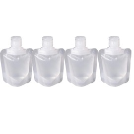 KKmeter 4 Pack Travel Bags Set Refillable Travel Liquid Bag,Travel foldable soft bag Portable Disposable Bags for Facial Cleanser, Shampoo, Shower Gel Sample (30ML)