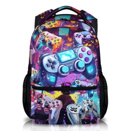 Homexzdiy School Backpacks for Kids, Gamer Backpacks for Students Boys 5-7, 17 Inch with Shoulder Daypack School Bag, Large Capacity Gaming Bookbags for Preschool Elementary Hiking