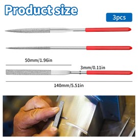 AFIODA Miniature and Model Files Set - 3 Pcs Diamond Needle Files with Round, Flat, and Triangular Shapes, Durable Hardened Steel Tools for Precision Crafting on Metal, Resin, and Plastic Miniatures