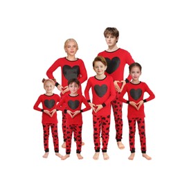 Family Feeling Adult Women's Valentines Day Pjs Matching heart Family Pajamas Sets Love Long Sleeve Red Pjs Size XS