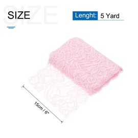 MECCANIXITY 6 Inch Wide 5 Yard Lace Ribbon Floral Pattern Pink Lace Trim Ribbon for Sewing Making,and DIY Crafts,Gift Wrapping,Wedding Decor