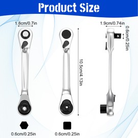 XLIUAX 1/4 Inch Double Headed Ratchet Wrench, 72 Tooth Drive Socket and Screwdriver Bit Ratchet Set Rotator Mini Practical Accessories Tool Silver Wrench 5 Degrees Quick Install Release