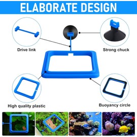 Fish Feeding Ring, 2 Pieces Fish Feeder Aquarium Turtle Tank Accessories Food Feeder Circle for Guppy, Bettas, Goldfish, Turtle (Blue)