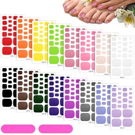 Maitys 352 Pieces 16 Sheets Toenail Polish Stickers Strips Adhesive Toe Nail Wraps Full Wraps Polish Strips DIY Manicure Decal with 2 Pieces Nail Files(Vibrant Color)