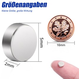 Pack of 200 Strong Mini Magnets Round 5 x 2 mm Small Magnets for Magnetic Board, Magnets Strong Neodymium Magnets Extra Strong, Magnets Strong Hold Mini for Whiteboard, Notice Board, Fridges, Door,