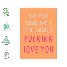 Central 23 Happy Anniversary Card For Boyfriend Girlfriend - One Year Down And I Still Love You - 1st Wedding Anniversary Card For Couple Husband Wife - Comes With Fun Stickers