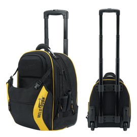 MELOTOUGH Rolling Tool Bag with Telescoping Handle Wheeled Heavy Rolling Tote Bag with Wheels,Electrician Tool Bag for Men Wheels Toolbackpack for Contractors, Technicians, Trave,Tradesmen(Yellow)