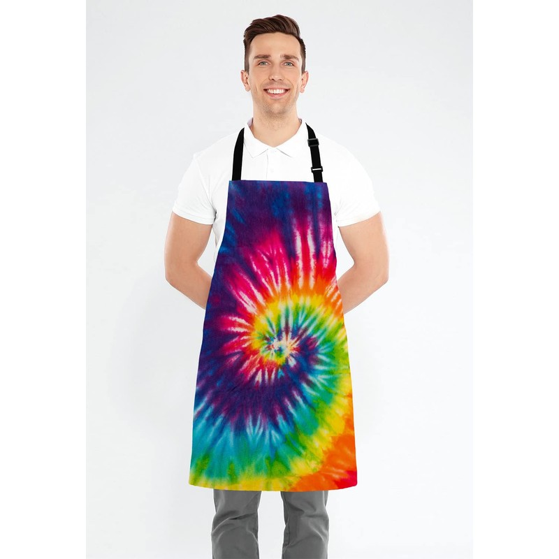 Wasach Tie Dye Apron,Adjustable Neck Bib Apron for Men Women,Suitable