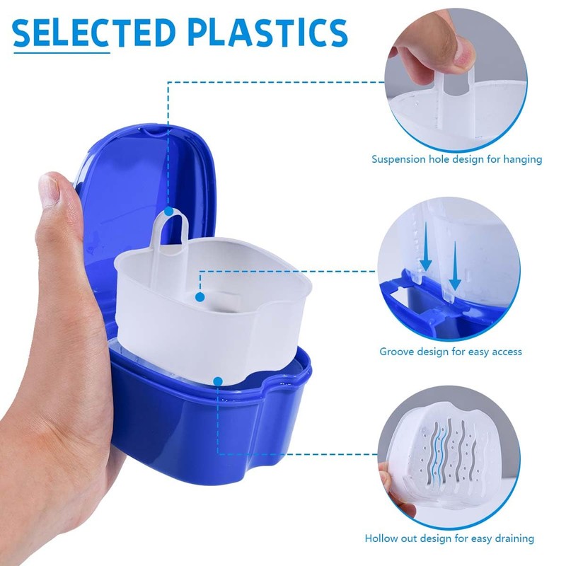 KISEER 3 Pack Colors Denture Bath Case Cup Box Holder