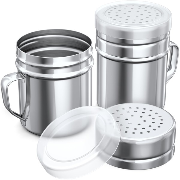 CUSINIUM Metal Salt Pepper Dredge Shakers - With Handle -
