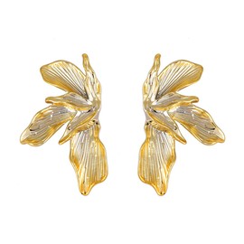 Auriselle Three-dimensional flower earrings for women, flower earrings, shiny flower earrings, adjustable stud jewellery, women, girls, golden, Alloy Steel