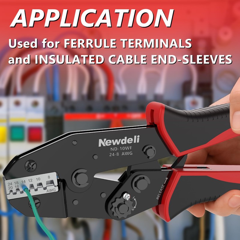 Newdeli Ferrule Crimping Tool 24-8 AWG Wire Ferrule Crimper -