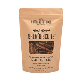 Portland Pet Food Company Beef Broth Brew Biscuit Dog Treats (1 Pack, 5 oz Bag) – All Natural, Human-Grade, USA-Sourced and Made