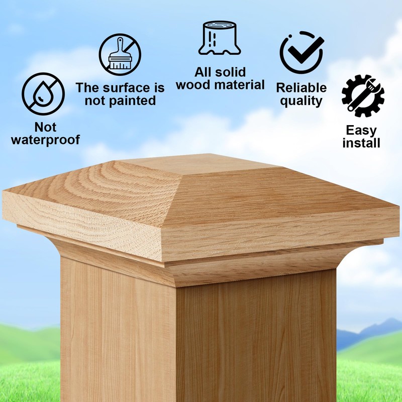 Sasylvia 2 Pcs 3 x 3 Inch Red Oak Newel