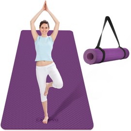 CAMBIVO Extra Wide Yoga Mat for Women and Men (72"x 32"x 1/4"), SGS Certified, Non-slip Large TPE Exercise Fitness Mat for Yoga, Pilates, Workout (6mm, A-Purple Rose)