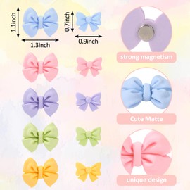 FYSUIMU 10Pcs Pastel Bow Strong Fridge Magnets 2 Size Bowtie Refrigerator Magnets Cute Matte Whiteboard Magnets for Home Office Classroom Resin Fun Decor