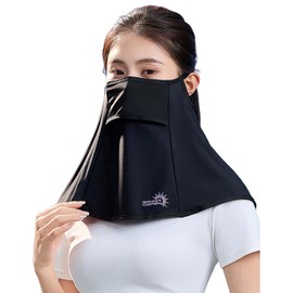 ALUBES UPF 50+ Face Cover, Neck Cover, Cooling Sensation, For Summer, Cloth Mask, 99% Sun Protection, Outdoor, Sweat Absorbent, Quick Drying, Breathable, Fishing, Climbing, Farm Work, Black