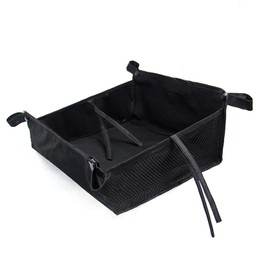 Stroller Bottom Basket Storage Bag with Ropes Oxford Fabric Universal Large Capacity Accessories (Black)