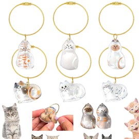 magimagi 6PCS Cat Hair Memorial Capsule Keychain, Cat Dog Hair Keyring, Pets Hair Keepsake for Collecting Cat Dog Hair, Transparent Cat Keyring Cat Memorial Gifts, For Cats Dogs Lovers