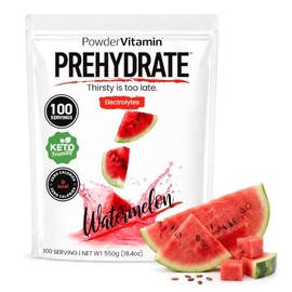PowderVitamin Electrolitos en polvo Plus (100 porciones) Polvo de electrolitos de sandía Keto sin calorías, 0 azúcar, sin maltodextrina