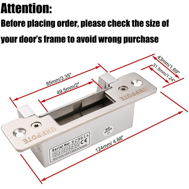 UHPPOTE ANSI Standard Heavy Duty Stainless Steel Finish Electric Strike