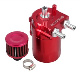 Bohaner Universal Tank Filter 0.3L Aluminum Oil Catcher Vent Can Kit Hose and Other Accessories (Red)