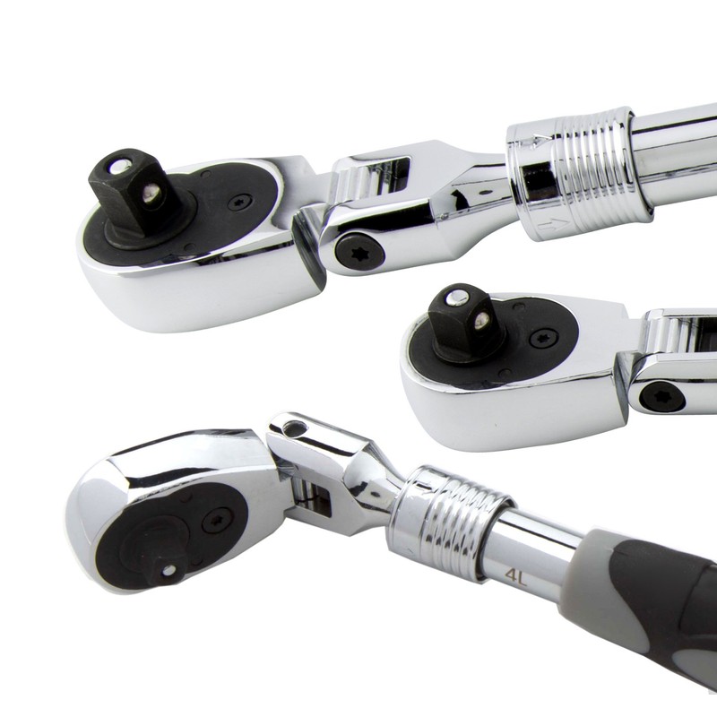 Steelman Pro 72-Tooth Extendable Flex-Head Ratchet Tool Set, 3-Piece (1/4,