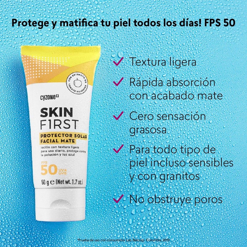 Cyzone Bloqueador Facial Skin First, 50 ml.
