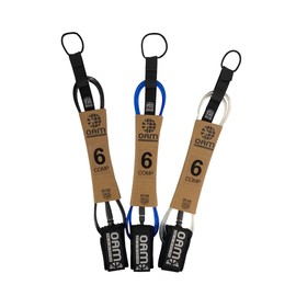 OAM Premium Comp Surfboard Leash - 5', 5.5, 6, 7, 8, 9 - Made in The USA - Competitive Surfboard Leash w/Key Pocket, Colors: Black, Blue, Clear - Pro Rider Designed (Black, 5)
