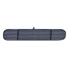 Molly Malou 100% Cotton Butcher Stripe Quilted Double Oven Gloves Pot Holder Heat Resistant Mitt Come in Four Colours (Navy)