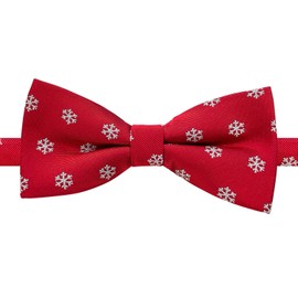 Retreez Men Woven Pre-tied Bow Tie Snowflake Christmas 11.5 cm - red
