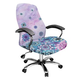 Xorudoydet Boho Mandala Flower Print Office Chair Cover, Washable Chair Slipcovers Removable Computer Chair Slipcovers with Elastic Bottom Protective Rotating Desk High Back Seat-L