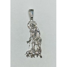 Sterling Silver Saint Lazarus "San Lazaro" Polished Pendant