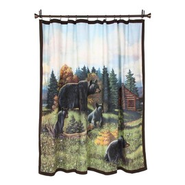 BLACK BEAR cubs bathroom SHOWER CURTAIN lodge decor new