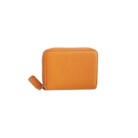 PORRASSO Credit Card Holder Leather Coin Purse Card Holder Card Folder with RFID Blocker Small Wallet for Men and Women, Orange A