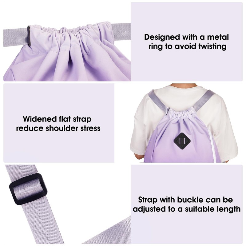 WANDF Drawstring Backpack Sports Gym Bag with Shoes Compartment, Water-Resistant