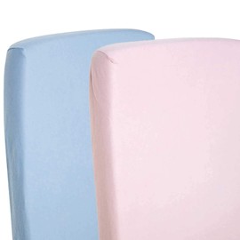 Travel Cot Fitted sheet 95x65 | Travel Cot Mattress Sheets | 4 Way Stretch Soft Bedsheet Hypoallergenic Elasticated Breathable Fitted Cot Sheets (Pack of 2, Pink & Blue)