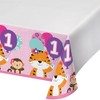 Creative Converting 324616 Border Print Plastic Tablecover, One is Fun-Girl