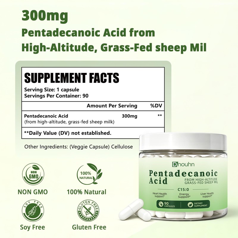 Pentadecanoic Acid, Pentadecanoic Acid Formula Supplement 90 Capsules