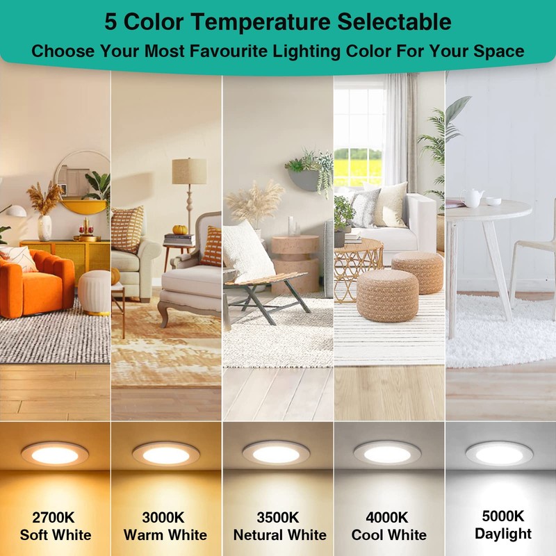 HiBay 8 Pack 4 Inch LED Recessed Lighting, 1200lm 12W=150W,