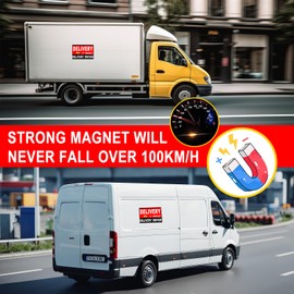 Miss Kiss Delivery Driver Magnet for Car, Frequent Stops Car Magnet Reflective Sign, Flex Delivery Magnetic Vehicle Door and Bumper, Removable, 2 PCS 11.8 x 8 Inch, 1 PCS 11.8 x 4 Inch (Red-Black 3