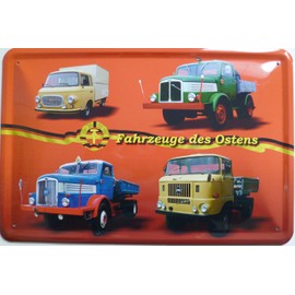 Tin Sign 20 x 30 cm – Vehicles of the East Truck Barkas B1000 IFA W50 S4000 H6 DDR Oldtimer Vintage Retro