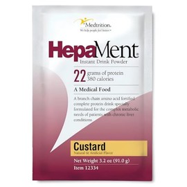 HepaMent Medtrition | Suplemento Alimenticio en Polvo con 22 g de Proteína y Aminoácidos de cadena ramificada | Sabor Natilla/Vainilla | Sobres de 91 