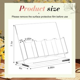 Dunzoom 4 Slots Freestanding Acrylic Bookmark Display Holder for Business Multiple No Assembly Required 2'' Bookmark Organizer Stand for Vendors Retail Store Craft Show Desk