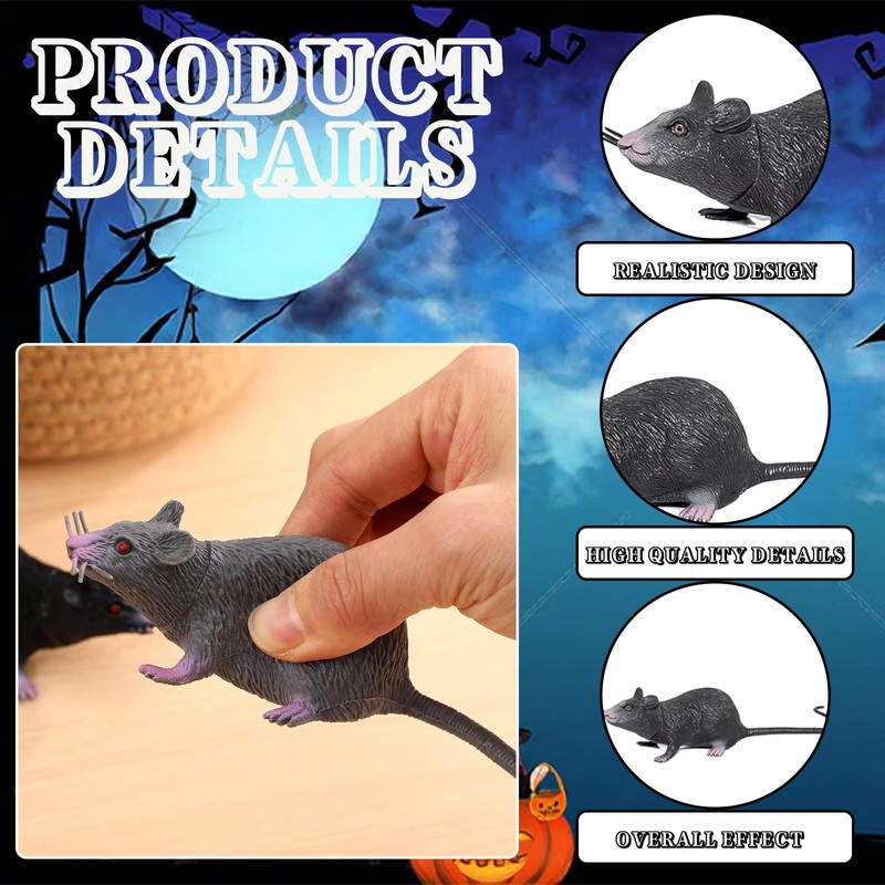 4 Pcs Toy Rat Fake Rat Set, Halloween Prank Props