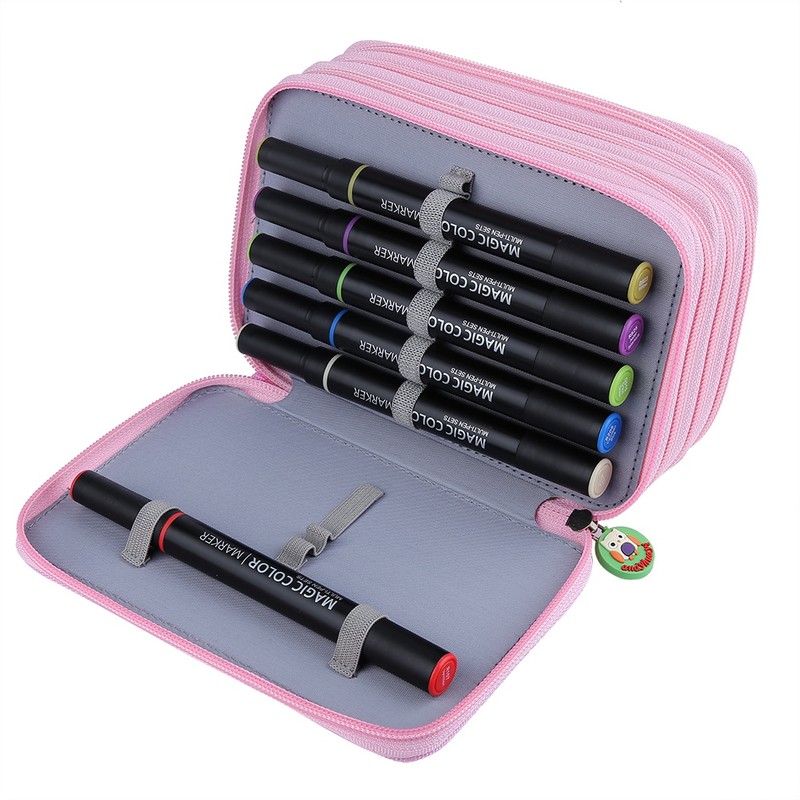 72 Slots Colorful Student Fabric Pen Bag Pencil Pouch Box