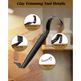 Pottery Trimming Tool, Stainless Steel Pottery Trimming Tools for Pottery, Durable and Sharp, Double Ended Trim Pottery and Ceramic Tools for Clay Artists and Pottery Creation (1 Pack)